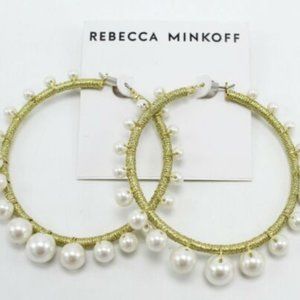 REBECCA MINKOFF MOROCCO PEARL HOOP EARRINGS